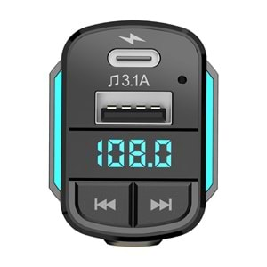 Hytech HY-XCB50 USB 5V 3.1A LED Ekran USB Siyah 3 İn 1 Şarj Kablolu Bluetooth Fm Transmitter