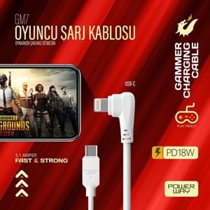 Powerway GM7 Pd18W 3.1A Usb-C Lightning Kablosu Örgülü Gaming Oyuncu Kablosu