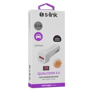 S-link Swapp SW-QAC42B Qualcomm 3.0 Beyaz Araç Şarj Cihazı