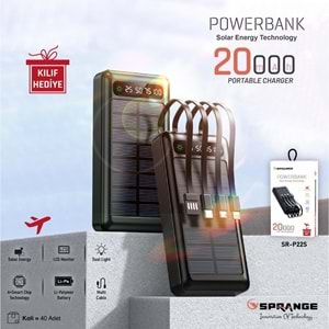 Sprange SR-P22S 20000 MAH GÜNEŞ ENERJİLİ SOLAR Powerbank