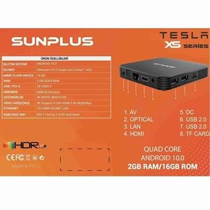 Sunplus TESLA XS serıes cortexA53 Androıd DDR3 2GB 16GB TV Box