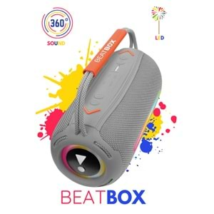 Powerway BEATBOX Siyah Led Işıklı Dayanıklı Ses Bombası Usb Sd Aux FM Radyo Bluetooh Hoparlör