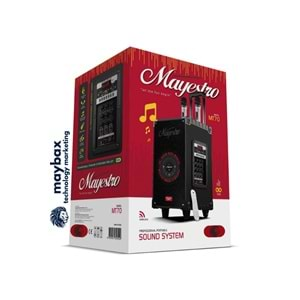 Powerway MT70 Şarjlı Çift Mikrofonlu Hoparlör Karaoke Sistemi Taşınabilir Amfi Bluetooth Hoparlör