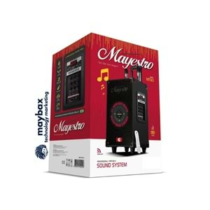 Powerway MT90 Şarjlı Çift Mikrofonlu Hoparlör Karaoke Sistemi Taşınabilir Amfi Bluetooth Hoparlör