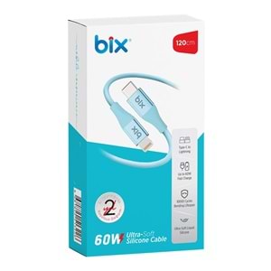 Bix BXSC1CL 60W 1,2mt Type-C den Lightning e Ultra Yumuşak Silikonlu Kablo