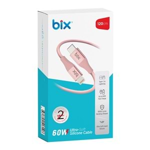 Bix BXSC1CL 60W 1,2mt Type-C den Lightning e Ultra Yumuşak Silikonlu Kablo
