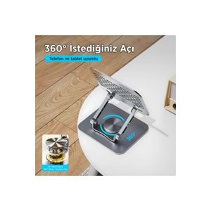 Bix PS01 360° Dönebilen ve Isı Dağılımı Özellikli Katlanabilir Taşınabilir Ergonomik Metal Tablet Standı iPad Tutucu Gr