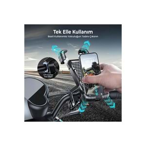 Bix BPH02 360° Derece Ayarlanabilen Gidon Bağlantılı Bisiklet Motosiklet için ABS 4-7.8¨ inç Telefon Tutucu