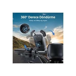Bix BPH02 360° Derece Ayarlanabilen Gidon Bağlantılı Bisiklet Motosiklet için ABS 4-7.8¨ inç Telefon Tutucu