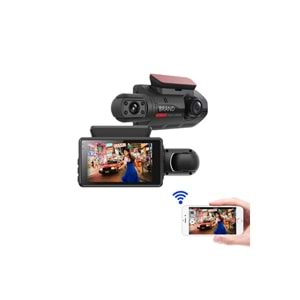 A68 ÇİFT LENS ARAÇ İÇİ DİKİZ GPRS DASHCAM Wİ-Fİ ARABA KAMERASI