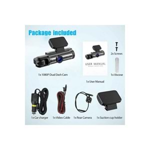 M8 1296P ÇİFT LENS ARAÇ İÇİ DİKİZ GPRS DASHCAM Wİ-Fİ ARABA KAMERASI