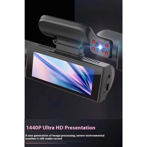 M8 1296P ÇİFT LENS ARAÇ İÇİ DİKİZ GPRS DASHCAM Wİ-Fİ ARABA KAMERASI