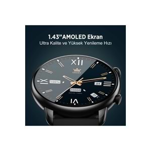 Bix SW02AI 1.43” AMOLED Ekran, Bluetooth 5.2 Telefon Görüşme ve ChatGPT Destekli IP68 Suya Dayanıklı Sağlık Takibi Tansiyon Nabız Ölçer Özellikli iOS & Android Uyumlu Akıllı Saat Siyah-Gri