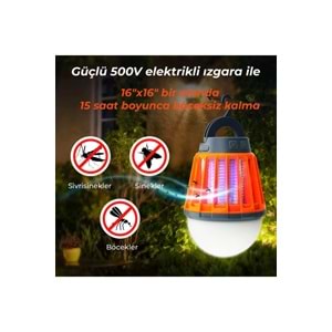 Bix KL01 Açık ve Kapalı Alanlar için Şarj Edilebilir Sivrisinek Kovucu Kamp Lambası, Ultraviyole LED Elektronik Zapper, Taşınabilir Fenerli, IPX6 Su Geçirmez Böcek Kovucu