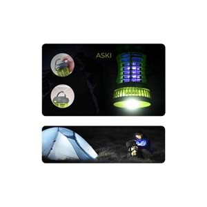 Bix KL02 Fanlı Sivrisinek Kovucu Kamp Lambası, Açık ve Kapalı Alanlar için Şarj Edilebilir ve Elektronik Zapper, Led Aydınlatma, Taşınabilir Fenerli, IPX4 Su Sıçramasına Karşı Korumalı Böcek Kovucu