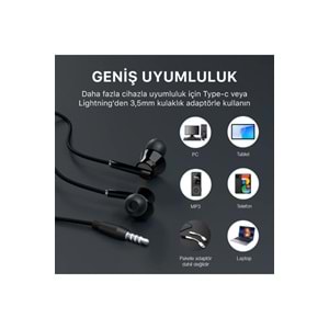 Bix HF01A 14mm Extra Bass Özellikli Mikrofonlu 3.5mm AUX Kulak içi Kulaklık Siyah/Beyaz