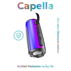Mikado MD-17BT Capella Siyah 10W 1 RGB Mikrofonlu Transparan/Bt/TF Kart/Aux/Usb TWS 1800 mAh Bataryalı Speaker