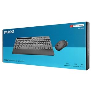 Everest KM-9676 Siyah Kablosuz 800/1200/1600 dpi Q Standart Klavye + Mouse Set