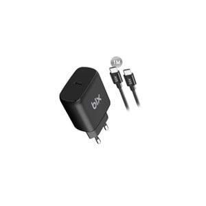 Bix BXC25B 25W Type-C PD Hızlı Şarj Adaptörü + 1 Metre 5A Type-C Kablo Siyah