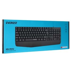 Everest KB-951U Siyah USB Bilek Destekli Q Standart Ofis Klavye