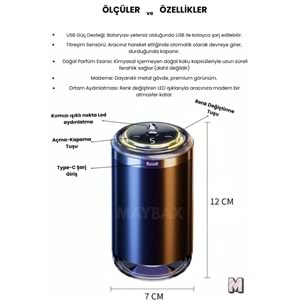 CV3 MAX ŞARJLI ARAÇ KOKU CİHAZI