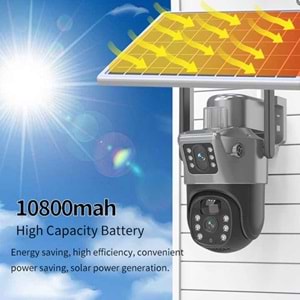 V380 // ÇİFT KAMERALI SOLAR ŞARJLI GÖSTEGELİ HD WİFİ IP KAMERA // LEERFEİ