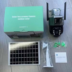 V380 // ÇİFT KAMERALI SOLAR ŞARJLI GÖSTEGELİ HD WİFİ IP KAMERA // LEERFEİ
