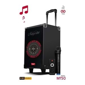 Powerway MT50 Şarjlı Mikrofonlu Hoparlör Karaoke Sistemi Taşınabilir Amfi Büyük Bluetooth Hoparlör