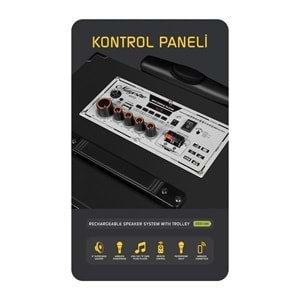 Powerway MT50 Şarjlı Mikrofonlu Hoparlör Karaoke Sistemi Taşınabilir Amfi Büyük Bluetooth Hoparlör