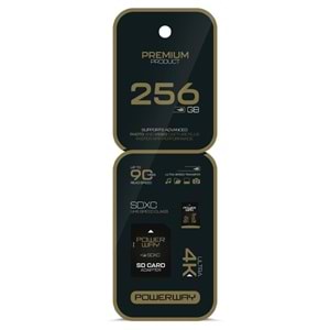 Powerway Premium 256GB SDXC UHS Class 4K Ultra Hızlı Hafıza Kartı + Adaptör