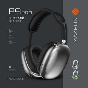 Maxron P9 Pro Kılıflı Kulak Üstü Bluetooth Kulaklık Kablosuz Ayarlanabilir 10 Saat Müzik Micro Sd Type-C Şarj
