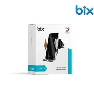 Bix BXCH9 MagSafe 15W Kablosuz Hızlı Şarj Destekli Ultra İnce Metal Gövdeli 360 Derece Ayarlanabilen Araç içi Telefon Tutucu Gri