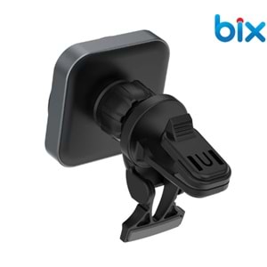 Bix BXCH10 15W Kablosuz Şarj Destekli 180° Ayarlanabilir, Çok Açılı Manyetik Araç İçi Telefon Tutucu Gri