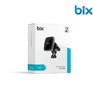 Bix BXCH10 15W Kablosuz Şarj Destekli 180° Ayarlanabilir, Çok Açılı Manyetik Araç İçi Telefon Tutucu Gri