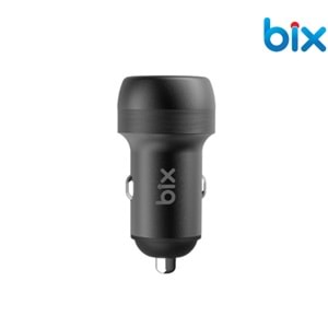 Bix BXAC100W 100W Type-C PD 65W ve USB-A QC 35W PPS Destekli Çift Çıkışlı Mini Araç içi Hızlı Şarj Cihazı Gri
