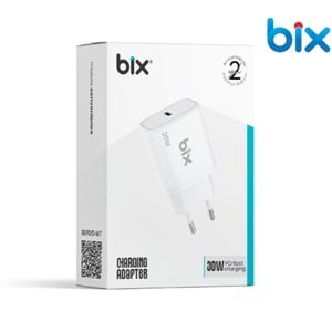Bix BXPD31 30W USB-C PD 3.0 Akım Korumalı Hızlı Şarj Adaptörü Beyaz