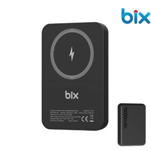 Bix PB112 15W Manyetik Kablosuz Şarj ve 20W USB-C Hızlı Şarj Destekli 10.000mAh MagSafe ve Qi Uyumlu Mini Powerbank