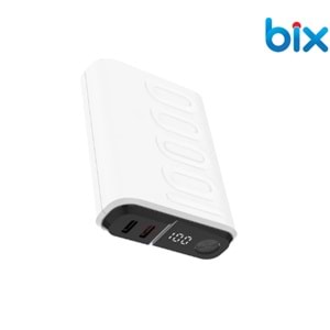 Bix TPB15 10000mAh PD 20W USB-C ve USB-A QC 3.0 Çift Portlu 22.5W Süper Hızlı Şarj Destekli ve Dijital Ekranlı Mini Powerbank
