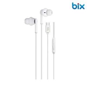 Bix TCC1HF Type-C 14mm Extra Bass Özellikli Mikrofonlu Kulak içi Kulaklık Siyah&Beyaz