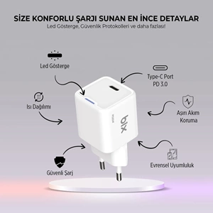 Bix T1P20G GaN Mini 20W Type-C PD Hızlı Şarj başlığı
