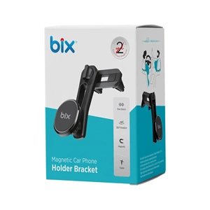 Bix BXCH6 Çift Havalandırma Klipsli ve Destek Kollu 360° Derece Ayarlanabilir Araç Telefon Tutucu