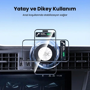 Bix BXCH14 360° Ayarlanabilir Hava Menfezi için Metal Kancalı Manyetik Araç İçi Telefon Tutucu Siyah