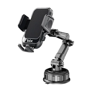 BİX BXCH15 Uzayabilen ve Ayarlanabilir Cam, Torpido ve Ön Panel için Çok Fonksiyonlu Araç içi Vantuzlu Telefon Tutucu Siyah