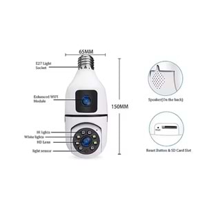 LF-S2 // AMPÜL ÇİFT LENS HD WIFI IP KAMERA // LEERFEI