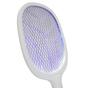 Asonic AS-A25 UV Mavi Işıklı Şarjli Masaüstü Raket Sinek Öldürücü Beyaz/Gri 1200mAh 3000V Çıkış