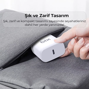 Bix BXCL20TA 5V,3A/9V,2,22A/12V.1,67A/20W İphone 3A Type-C 1mt Kablolu Şarj Cihazı