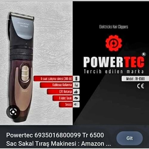 POWERTEC TR-6500 PROFESYONEL SAÇ SAKAL MAKİNASI