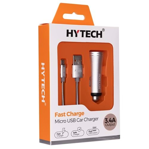 HYTECH HY-X62 3.4A HIZLI ŞARJ MİCRO USB KABLOLU 2 USB ARAÇ ŞARJ CİHAZI