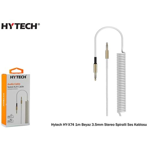 HYTECH HY-X74 1m Siyah/beyaz/kırmızı 3.5mm STEREO SPİRALLİ SES KABLOSU