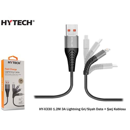 HYTECH HY-X330 1.2M 3A LİGHTNİNG USB Kırmızı/Siyah DATA+ ŞARJ KABLOSU